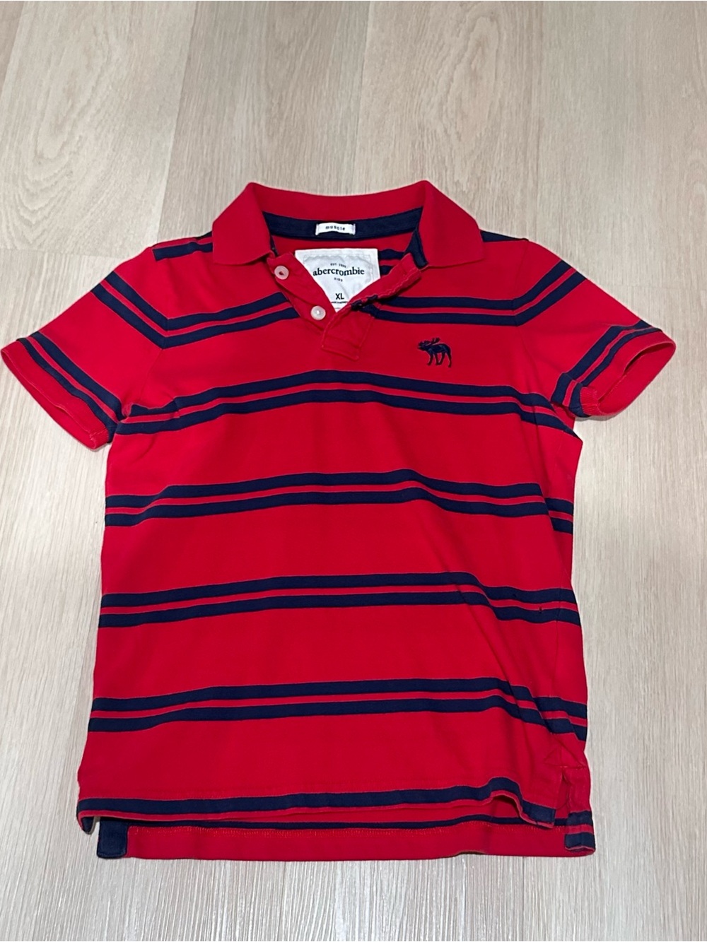 Abercrombie & Fitch Red Polo with Navy Stripes